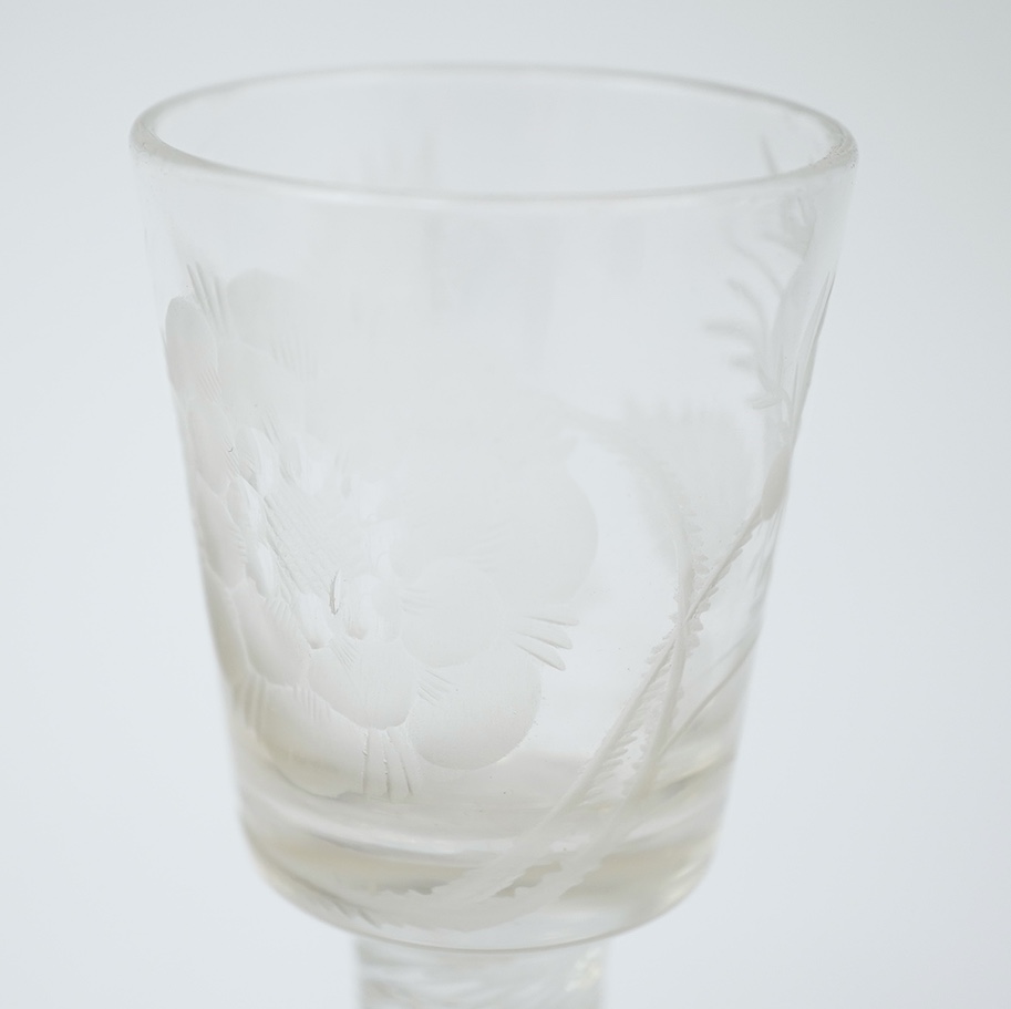 A Jacobite cordial glass, c.1750